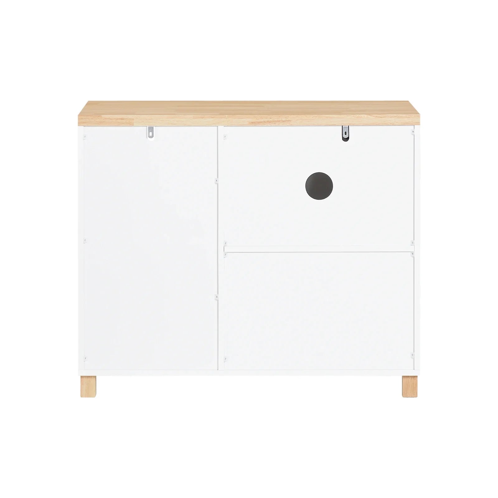 Aktenschrank 90 × 75 × 45 cm mit 3 Schubladen und Druckerfach – Weiß/Natur