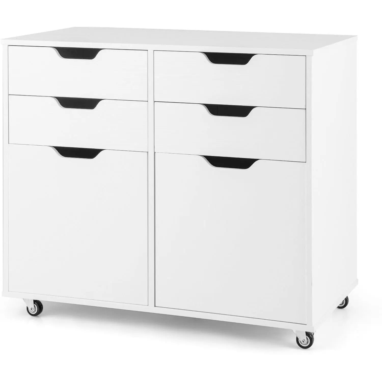 Rollcontainer 78 × 40 × 65 cm mit 5 Schubladen – Druckertisch und Aktenschrank, Weiß