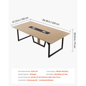Konferenztisch 140/180/240 cm – Besprechungstisch mit Metallgestell für 6–16 Personen
