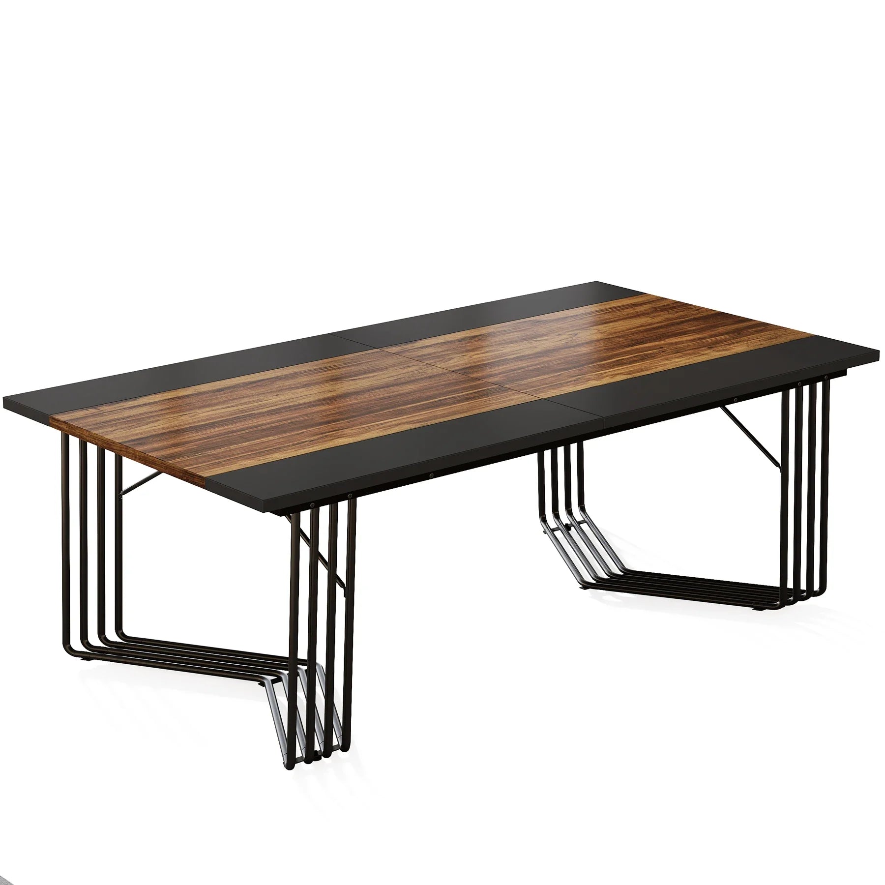 Konferenztisch 200 × 100 × 75 cm – Besprechungstisch mit Metallgestell