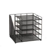Schreibtisch-Organizer mit 5 Ablagen und Dokumentenhalter – Metall, Schwarz