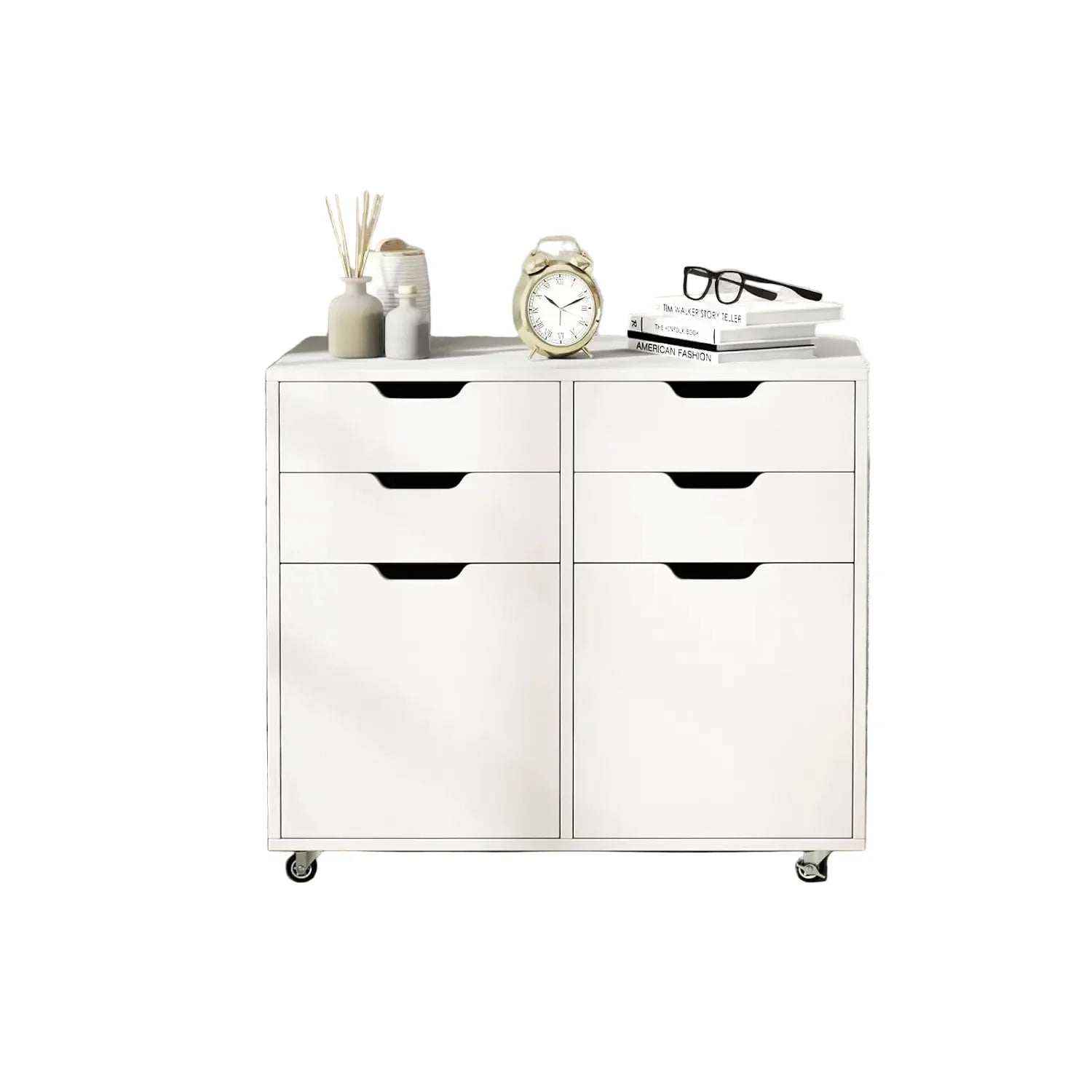 Rollcontainer 78 × 40 × 65 cm mit 5 Schubladen – Druckertisch und Aktenschrank, Weiß