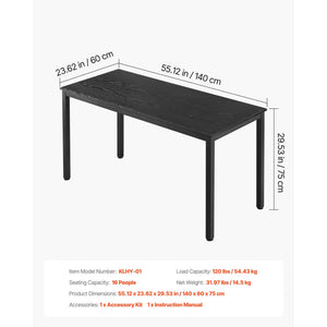 Konferenztisch 140/180/240 cm – Besprechungstisch mit Metallgestell für 6–16 Personen