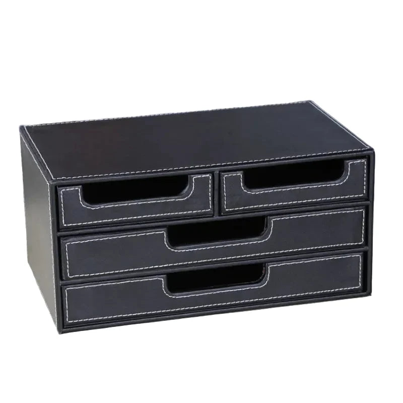 Dokumenten-Organizer aus PU-Leder – Desktop-Aufbewahrungsbox für Dokumente und Bürozubehör