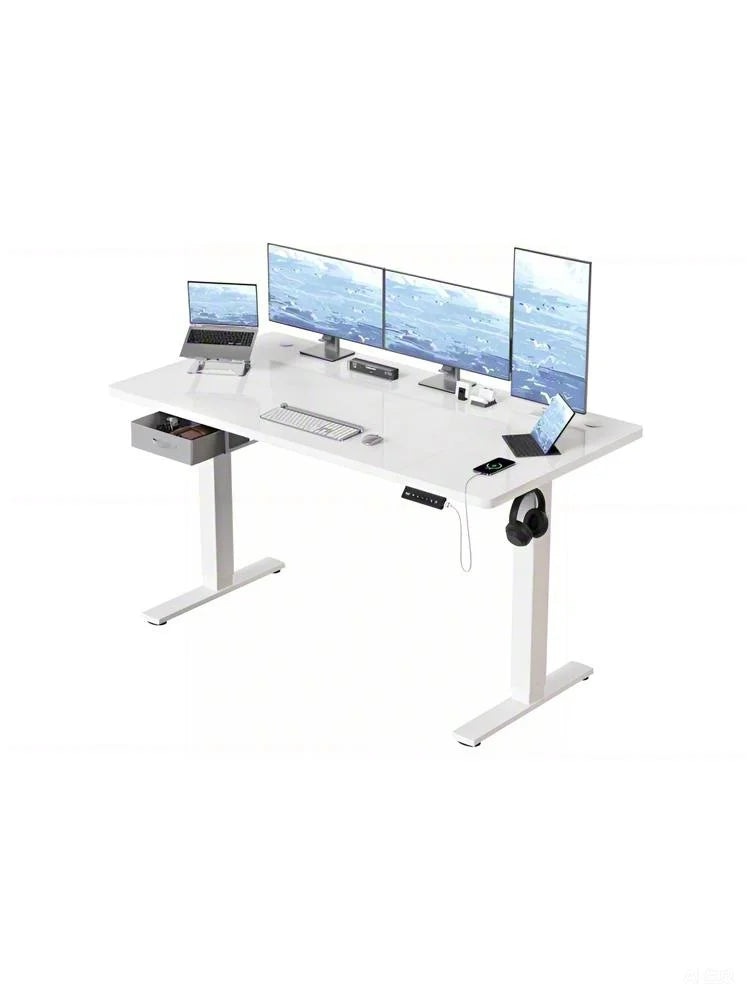 Höhenverstellbarer Schreibtisch 160 × 80 cm mit Schubladen und USB-A-Anschluss
