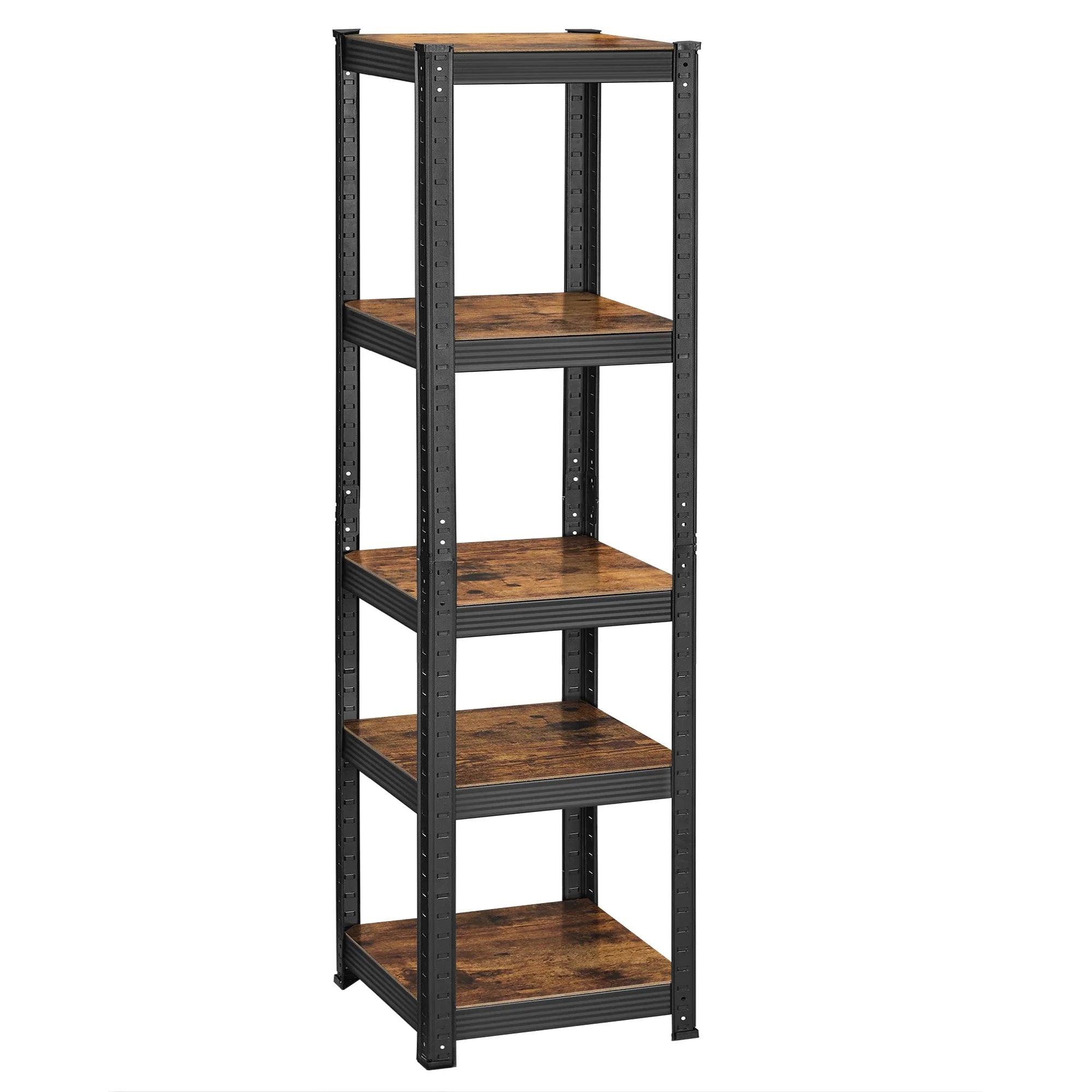 Schwerlastregal 150 × 37 × 37 cm mit 5 Böden aus Stahl und MDF – Höhenverstellbares Lagerregal