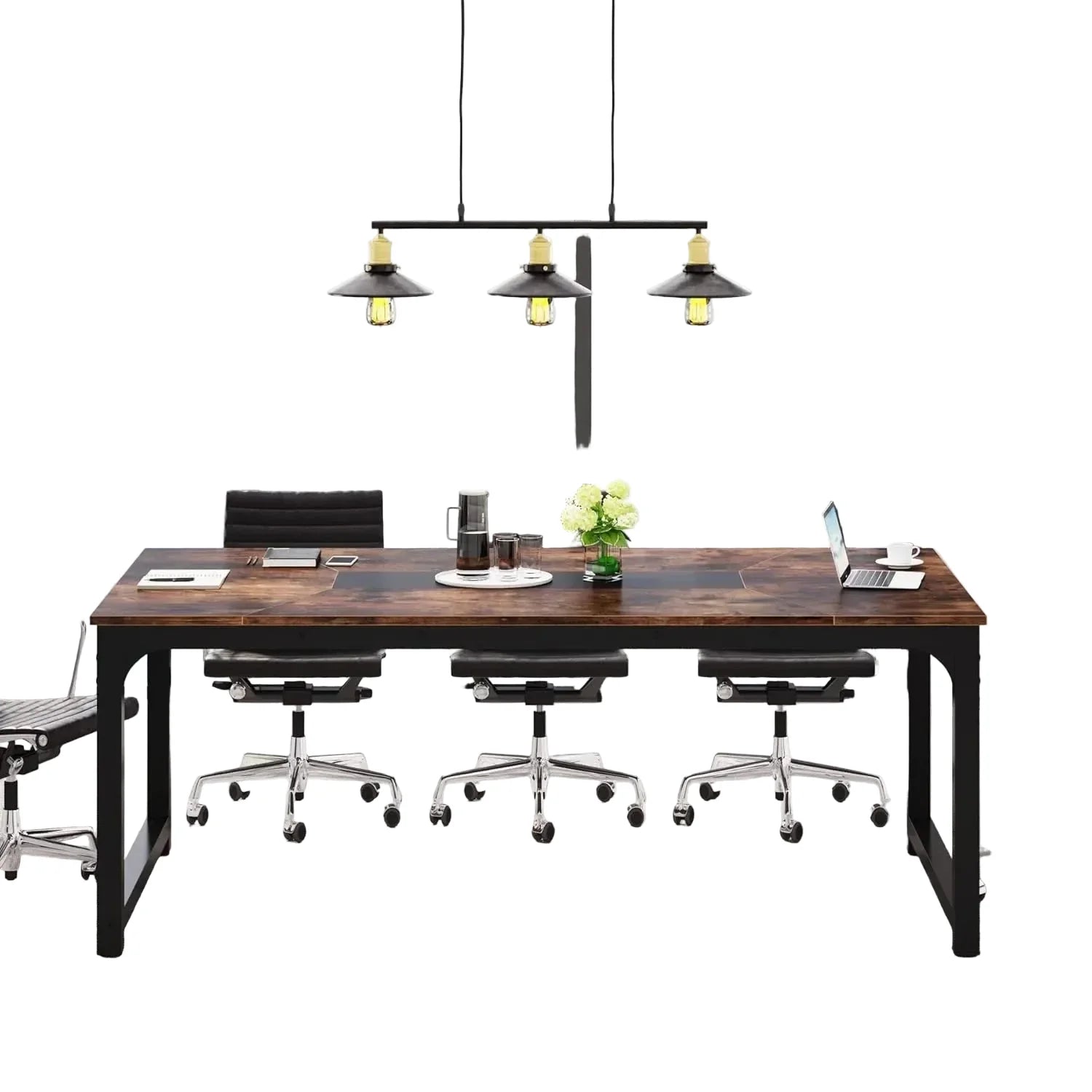 Konferenztisch 180 × 90 × 77 cm für 6–8 Personen – Besprechungstisch in Braun/Schwarz